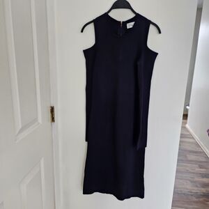 Eliza J Cold Shoulder Thick Knit Long Sleeve Navy Cocktail DressIn great used